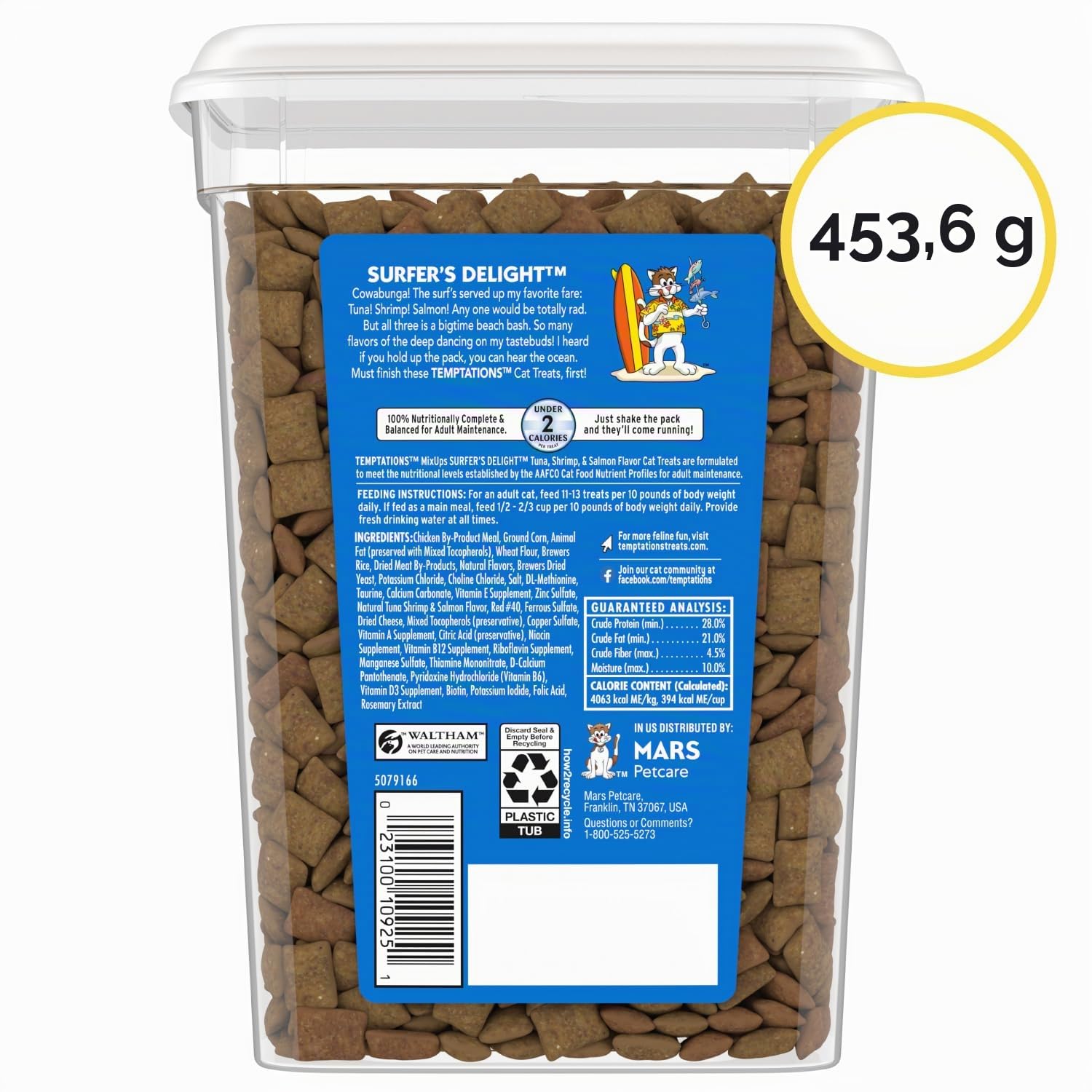 Temptations MixUps Surfer's Delight Flavor Friandises croquantes et Douces pour Chat, Pot de 473,6 g