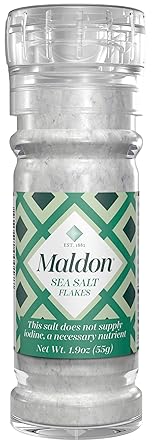 Maldon Sea Salt Grinder Refillable 1.9oz Salt Mill Grinder Kitchen Must Have for Everyday Seasoning and to Grind Over a Wide Range of Dishes