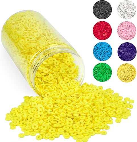 Miniatura 7 de Cuentas de arcilla, 6000 cuentas heishi de arcilla azul cielo para hacer pulseras, cuentas heishi redondas planas de polímero para hacer joyas