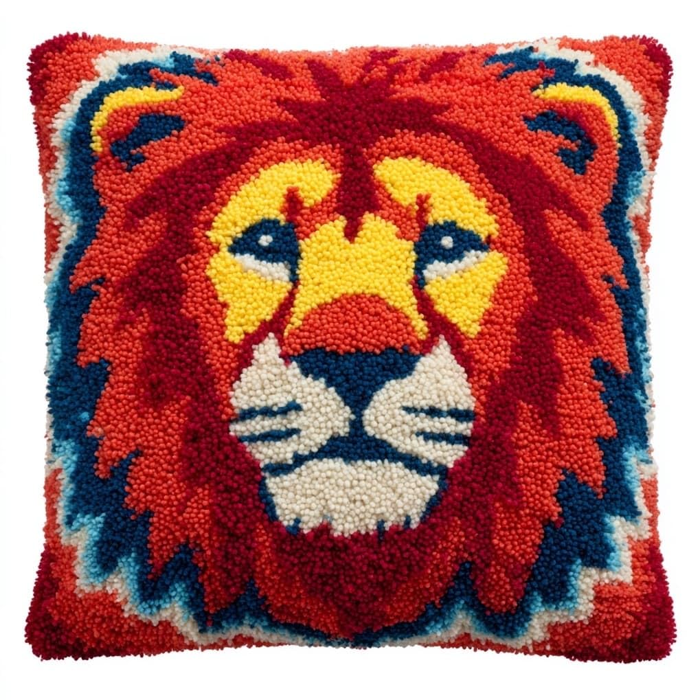 AxiangziK Latch Hook Pillow Kits 17x17in,Animal Lion