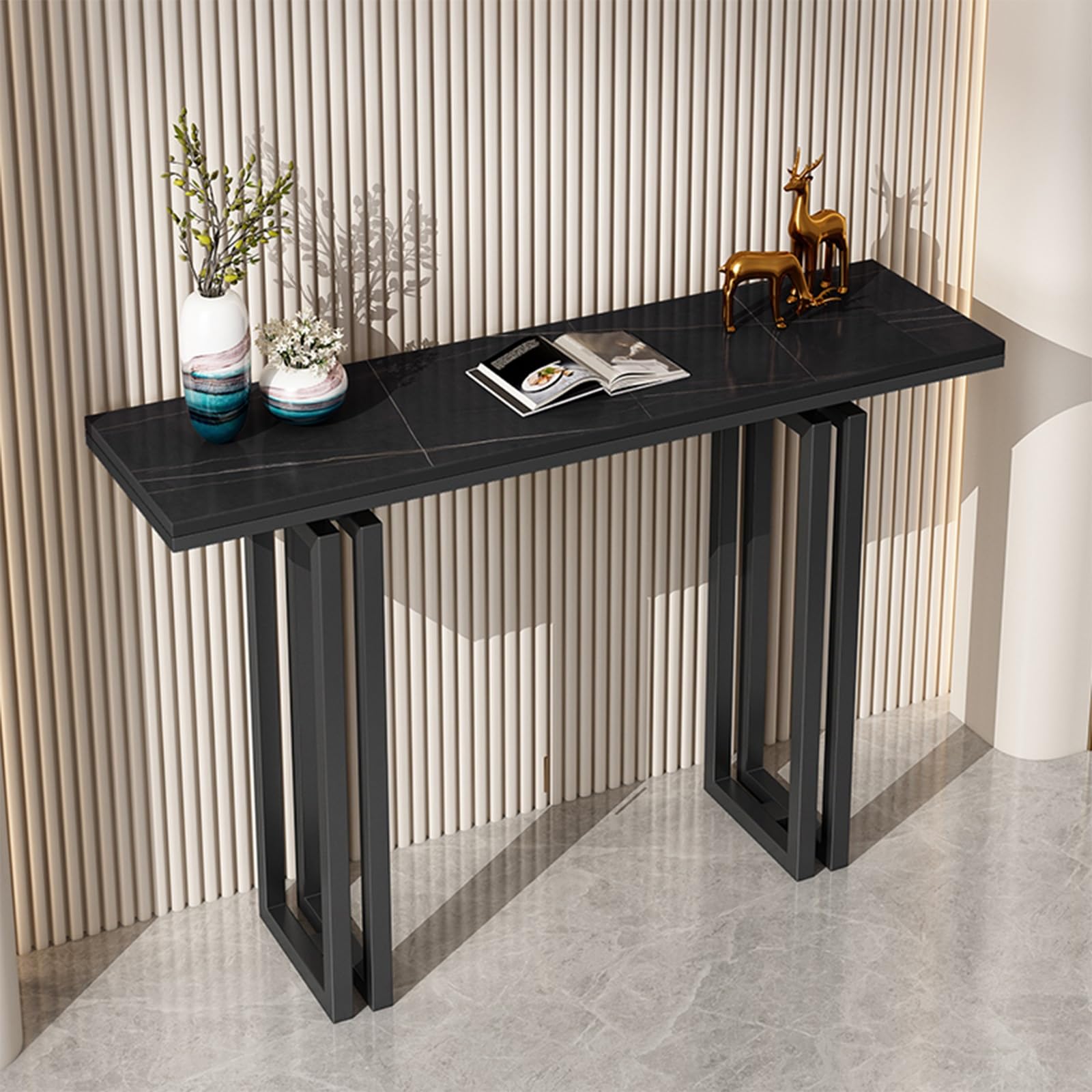 Mesa consola estrecha para entrada con estante de almacenamiento para pasillo