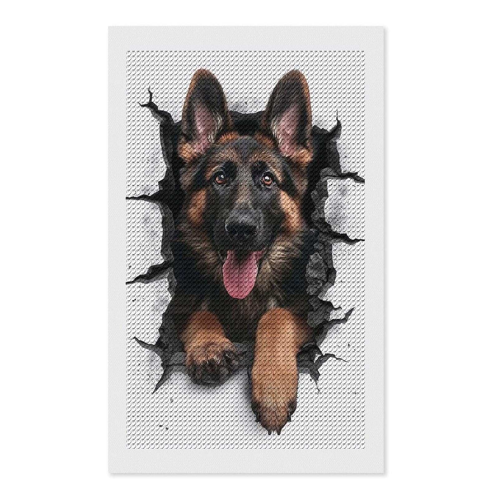 Junmoney German Shepherd Dog Diamond Painting Canvas Kit 12"x20", Relaxing DIY, Modern Decor, Aesthetic Room Decor, Home Wall Art, Wall Art Gift