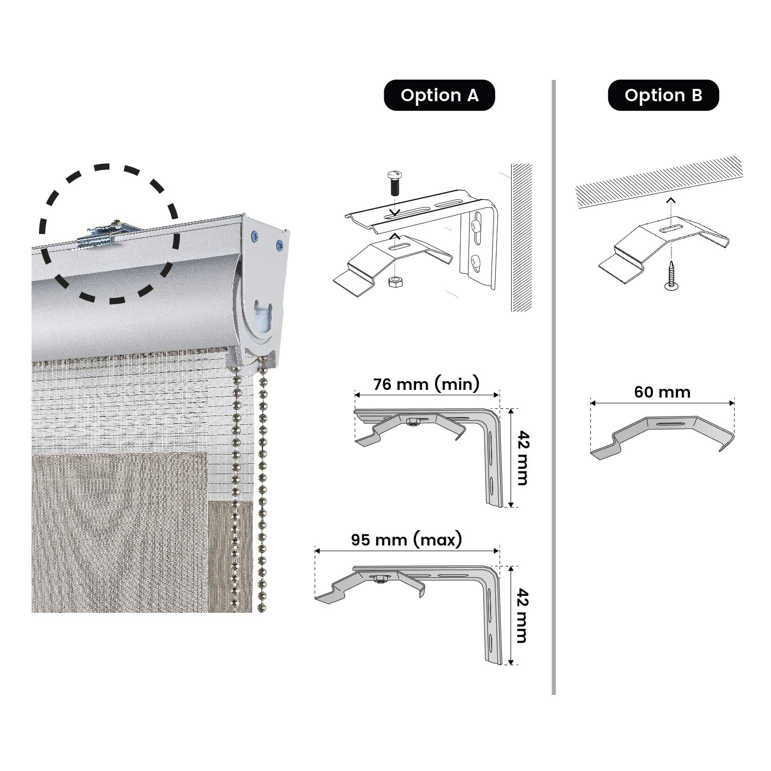 Estores Basic - Tenda notte e giorno superiore, avvolgibile notte e giorno per finestre e porte, finiture di qualità, lino, 80 x 250 cm