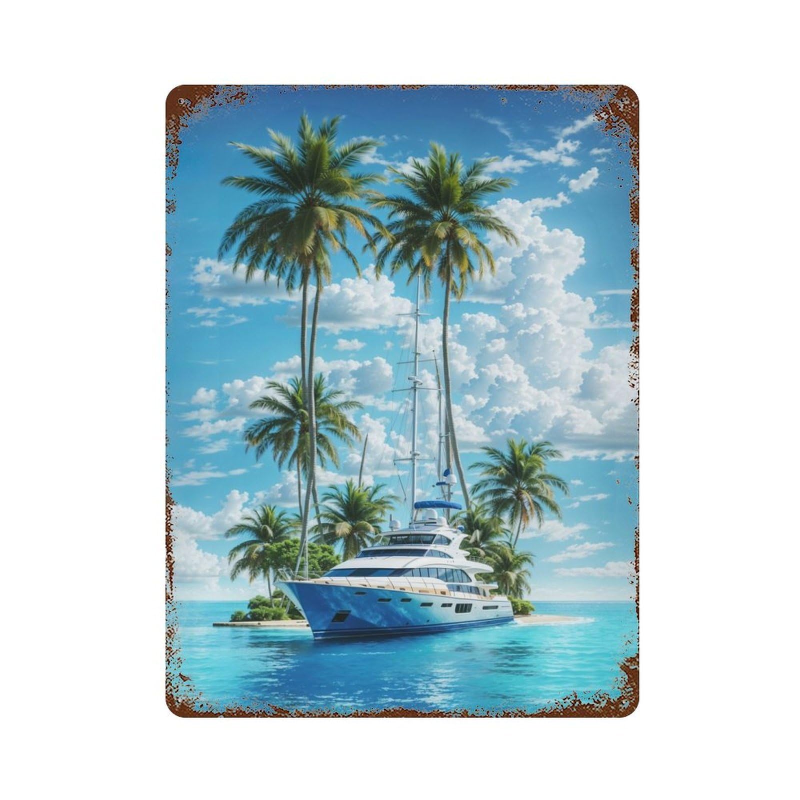Yachting Dreams Retro Metal Sign 15.7"x11.8", for Garage, Bar And Workshop Decor, Shabby Chic Decor
