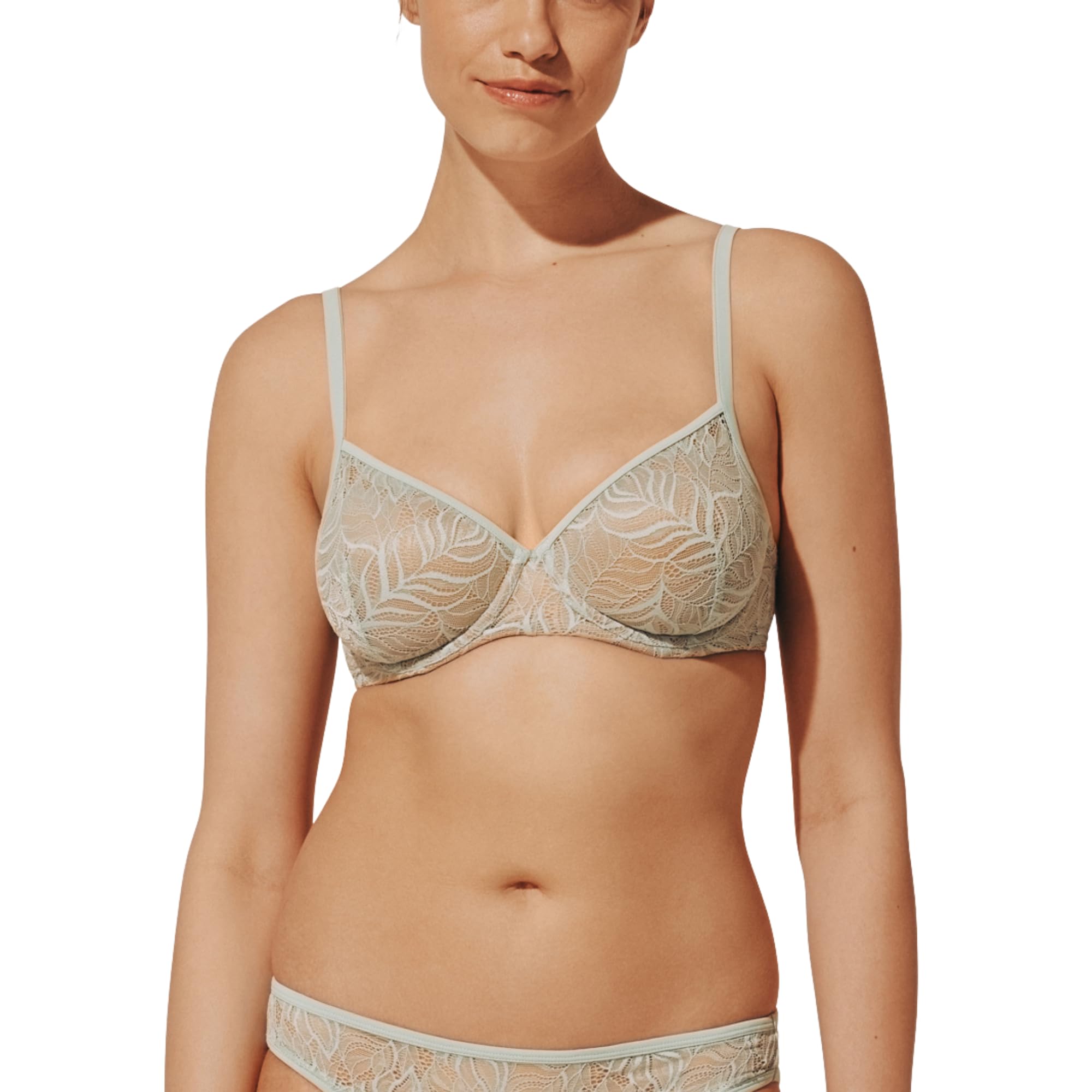 ThirdLove Feather Lace Demi Bra for Women Semi-Sheer Soft Comfort Adjustable Straps Memory Foam Cups