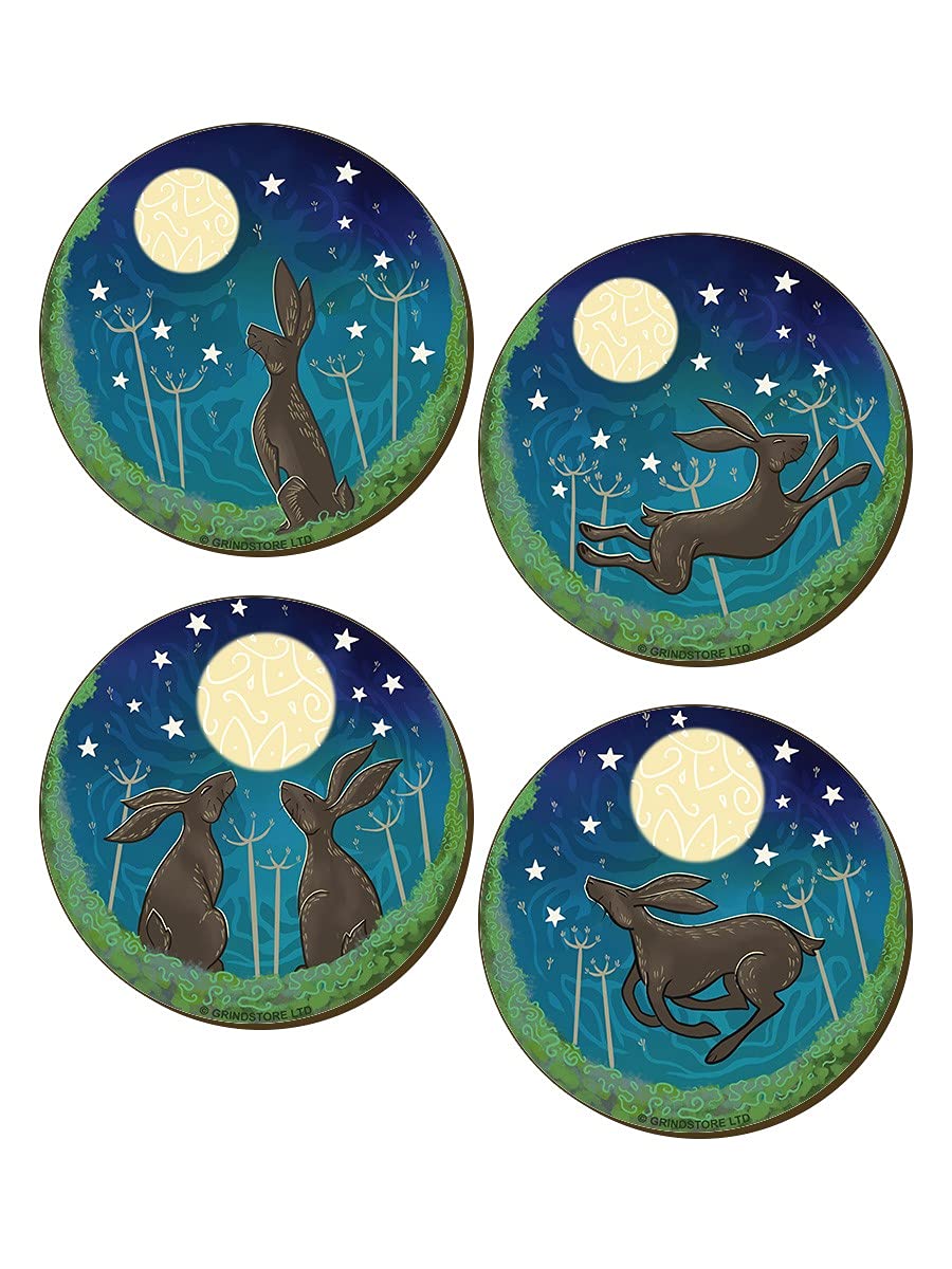 Coaster Set Lunar Hares 4 Piece 9.2x9.2cm