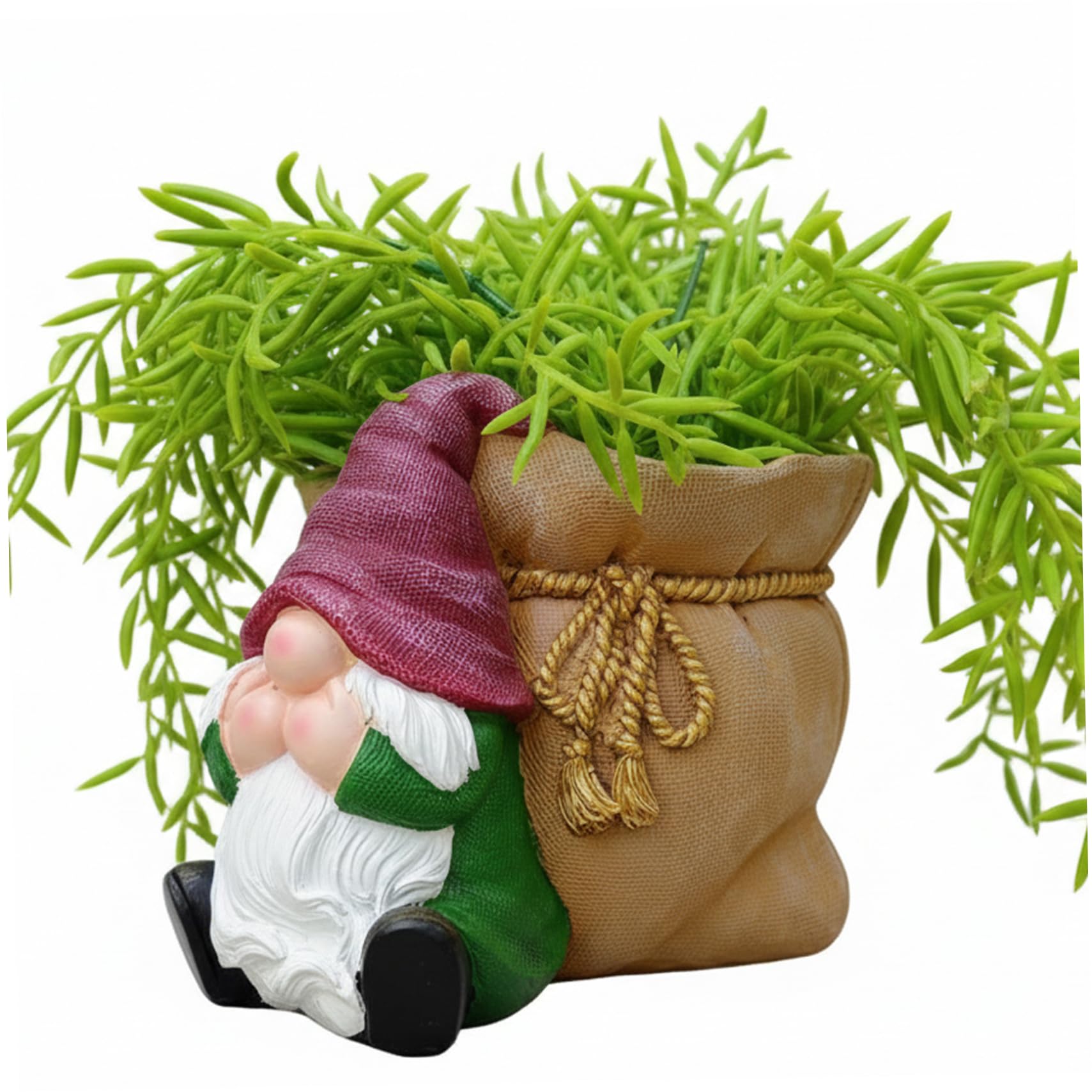 CAKEEYUM Faceless Gnome Planter Funny Plant Pot for Indoor & Outdoor with Drainage Hole Cute Resin Garden Statue for Succulents & Flowers Gnome Planter, Funny Plant Pot, Fun Pots, Funn