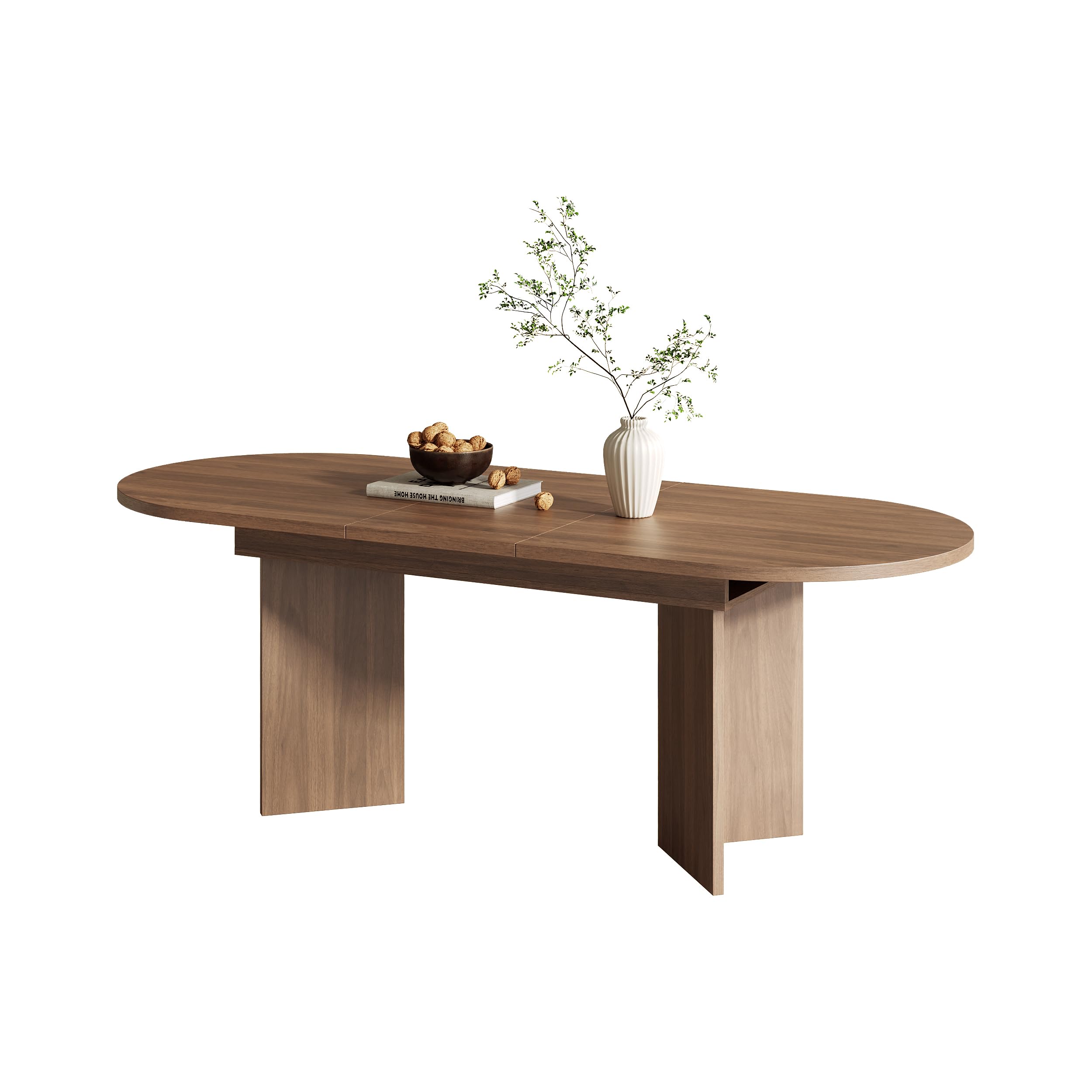 Table à manger extensible 120/160 x 80 cm, table à manger extensible pour 4-6 personnes, table de cuisine rectangulaire avec coins arrondis et plateau de 18 mm (noyer, 120/160 x 80 cm)