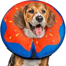 Gimars Inflatable Dog Cone Alternative Dog Donut Collar After Surgery, Soft Neck Pillow Recovery Cone Collar, E Collar and Elizabethan Collar Alternative for Small and Medium, M Neck8"-12"