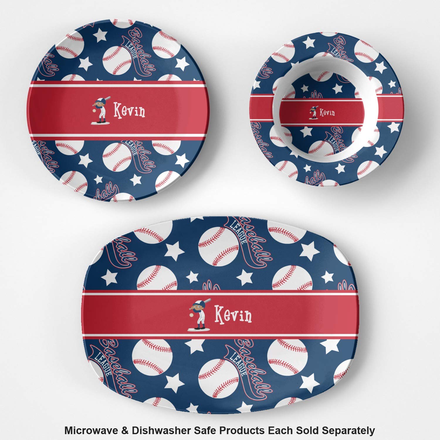 Personalized Baseball Plastic Bowl - Microwave Safe - Composite Polymer
