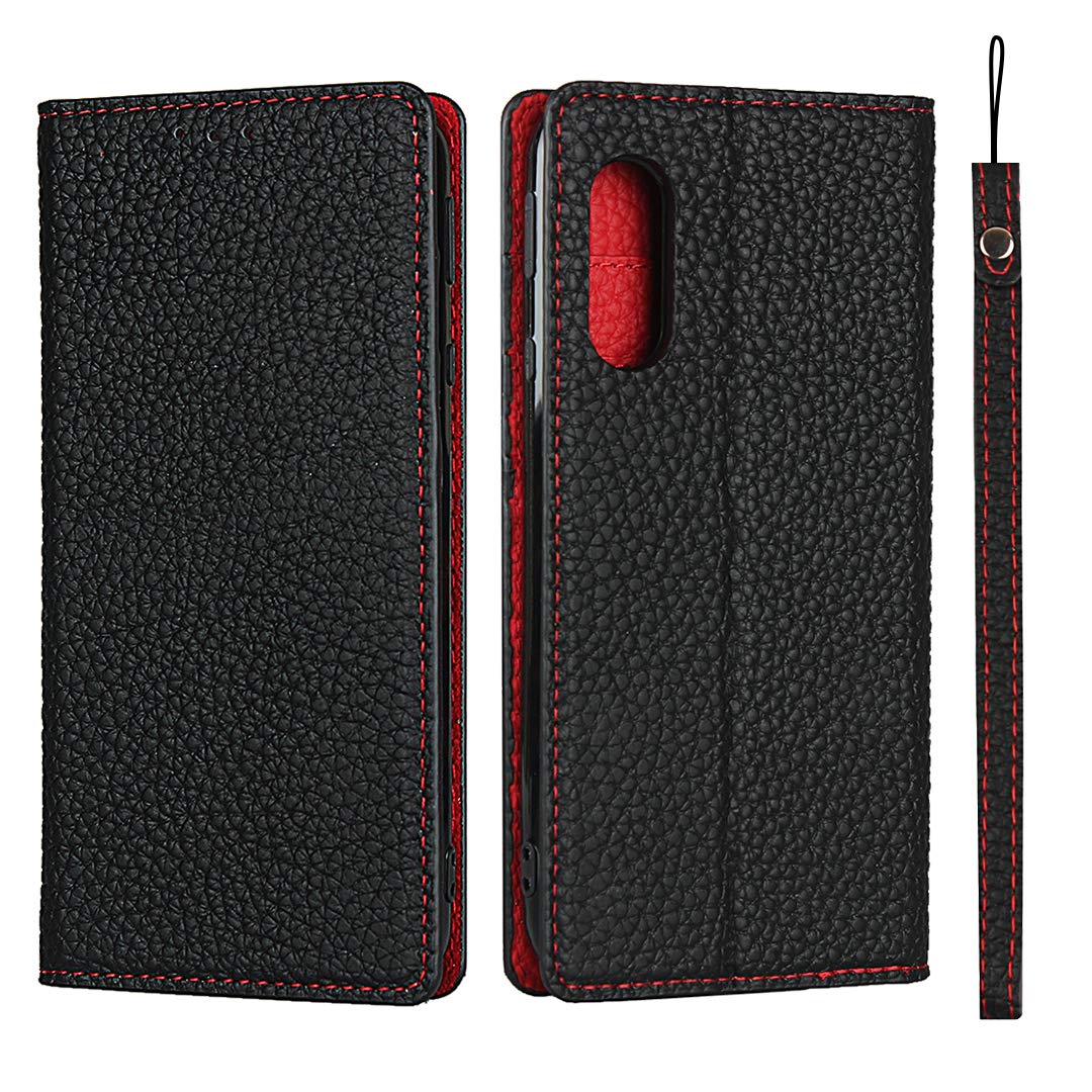 SHARP AQUOS sense3 lite SH-RM12 黒革ケース付き SHARP AQUOS sense3 lite SH-RM12 黒革ケース付き