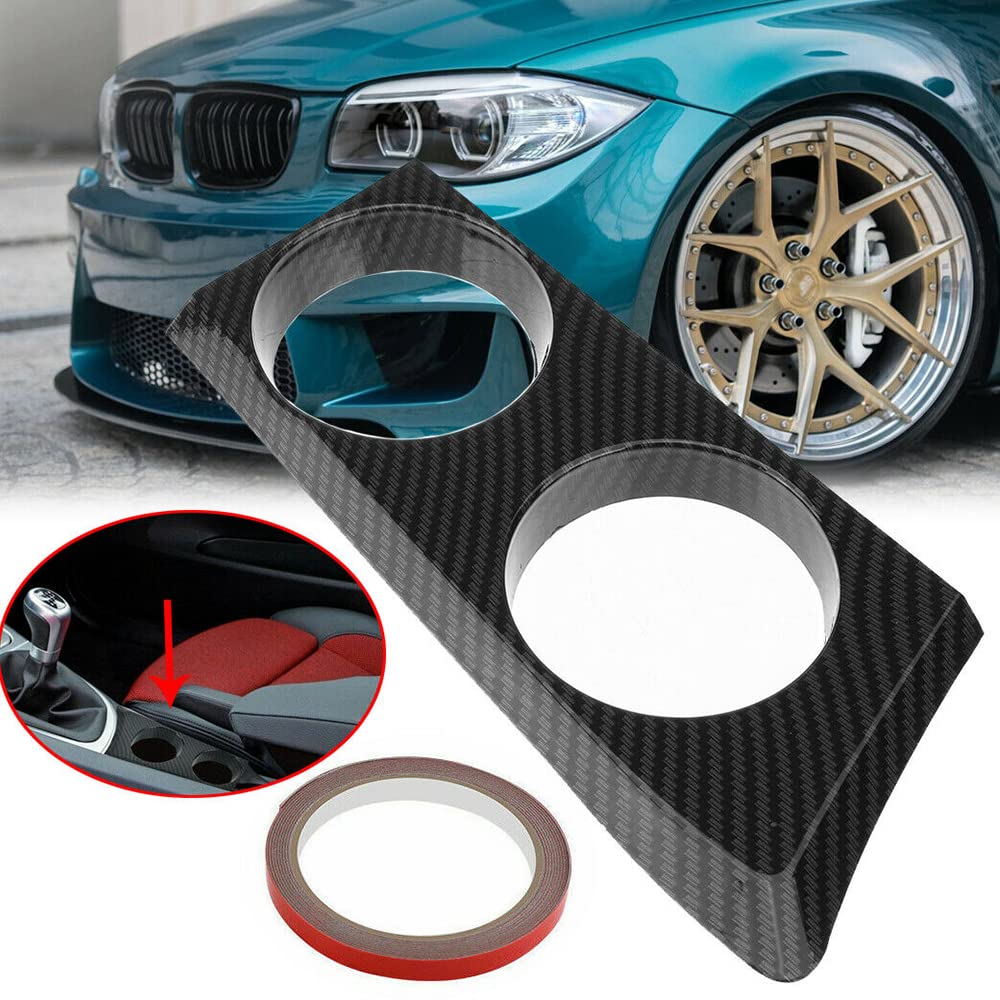Couvercle de porte-gobelet automatique Compatible avec BMW Série 1 116 116i 118 118i 120 120i E87 E81 E82 E88 Noir/motif en fibre de carbone ABS Décoration de console avant gauche ou à droite