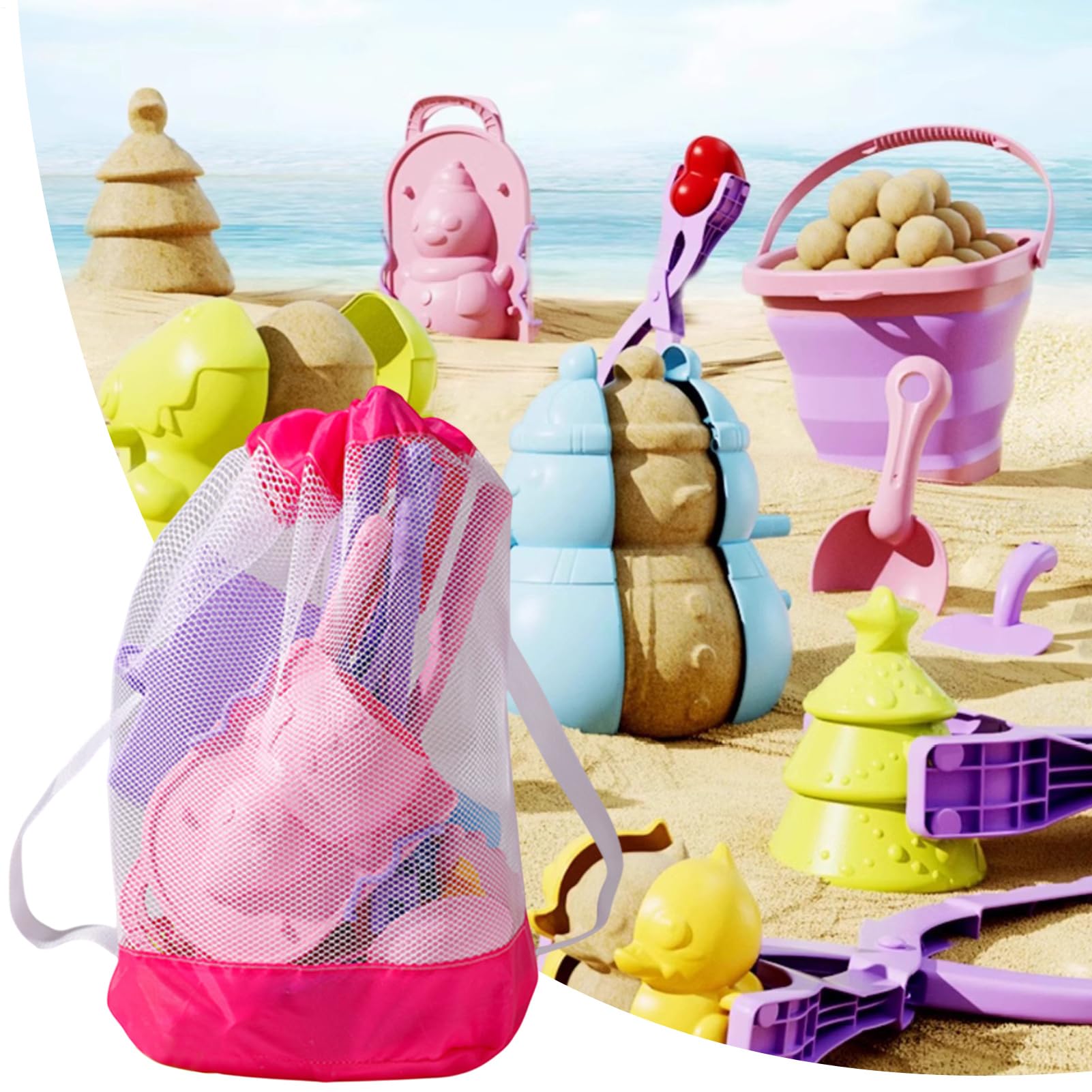 De Plage pour de Plage avec Seau Pliable et Sac Filet