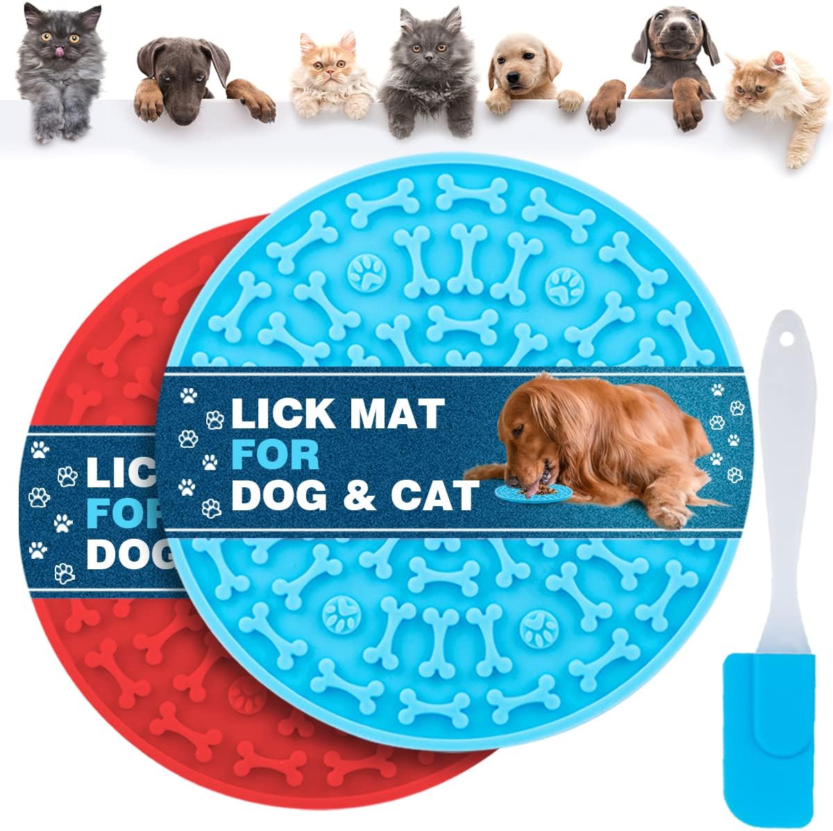 NICE PAWS Lick Mat for Dogs & Cats FunFilled Dog