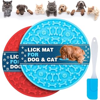 MooonGem Dog Lick Mats 2 Pack - Wall Mounted Silicone Slow Feeder with Strong Suction for Bathing & Anxiety Relief