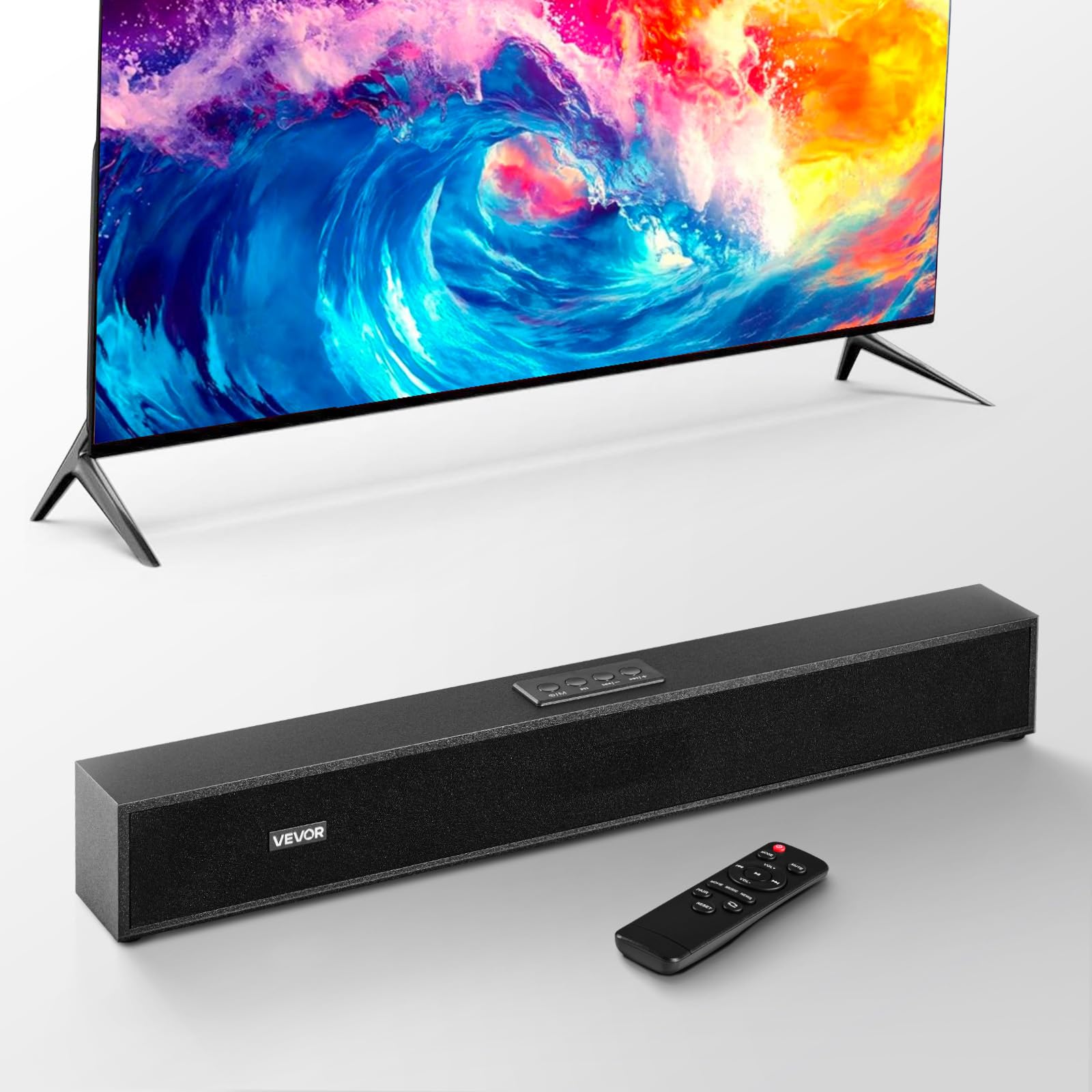 VEVOR Sound Bar per Smart TV, 2.0 canali, 24 pollici, altoparlante compatto per proiettore, connessione Bluetooth AUX, telecomando, facile installazione, sistema audio surround da 80 W per PC Home