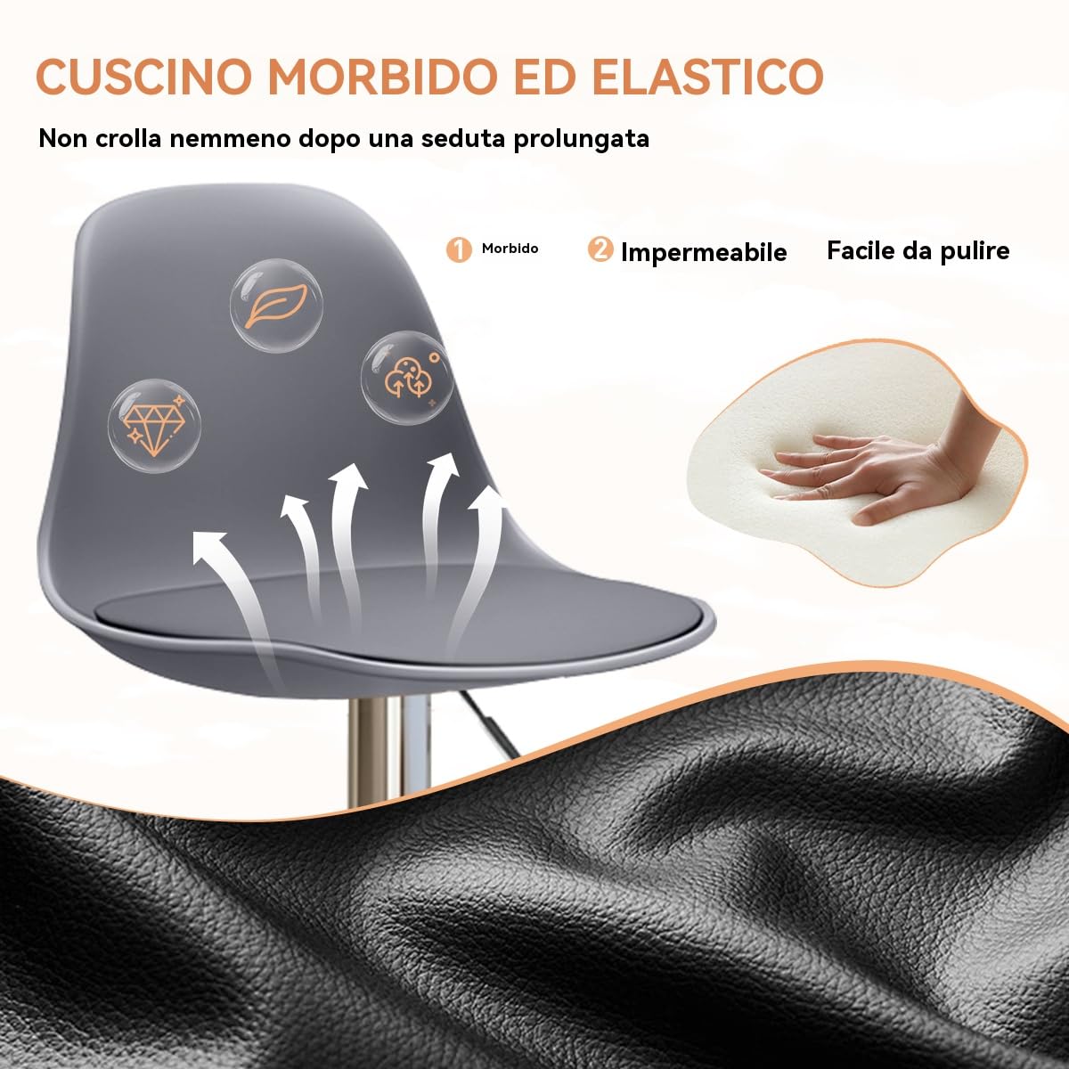 Set moderno di sgabelli da bar (2 pezzi), sgabelli girelli regolabili in altezza con schienale e poggiapiedi, per isole cucina e home bar