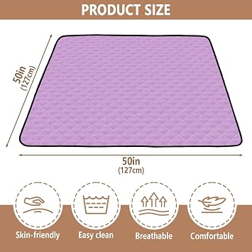 Light Wisteria Solid Color Baby Play Mat for Floor 127x127cm Soft Foldable Crawling Mat Waterproof Non-Slip Floor Mat Kids Playmat for Infants Babies Toddlers