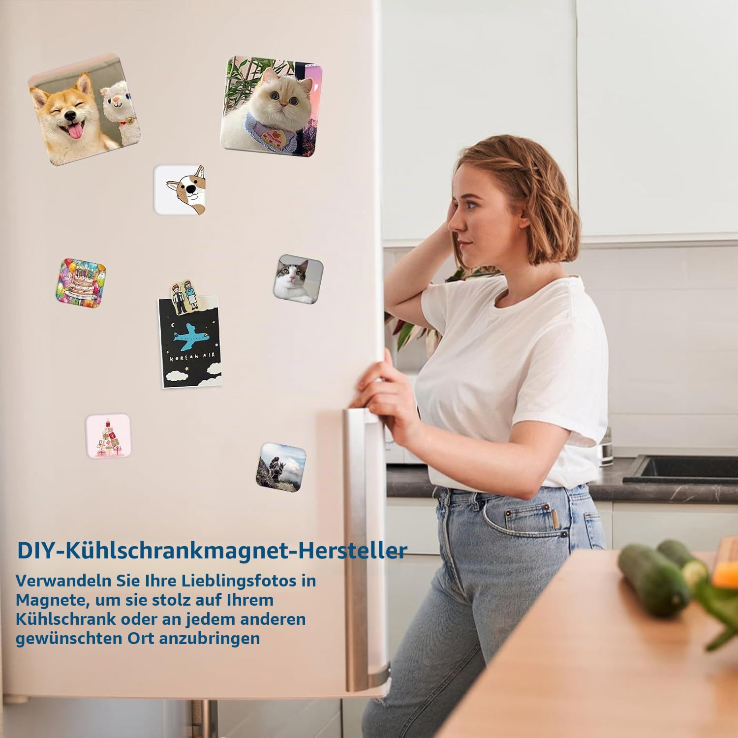 50x50mm maschine kühlschrankmagnetherstellung-DIY-Kombigerät zum Herstellen von Magneten und Abzeichen/100-teiligem Profi-Set,zum Anfertigen individueller Schlüsselanhänger,Abzeichen mit Figuren