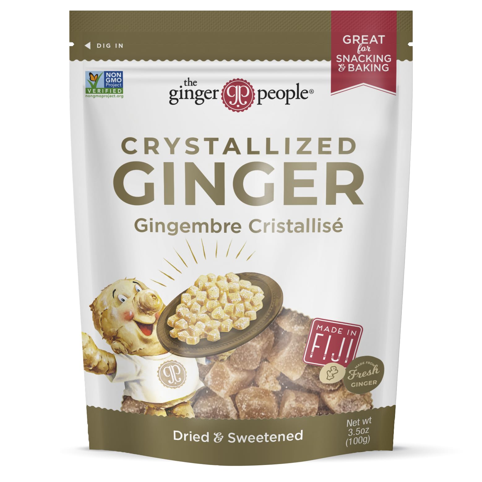 Ginger People Crystallized Ginger Candy, 3.5 Ounce
