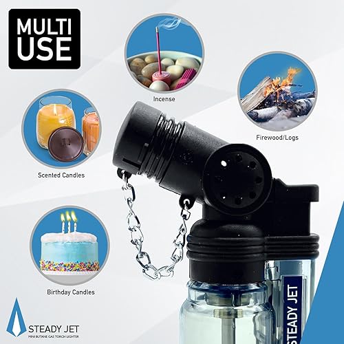 Miniatura 2 de Mini encendedor de butano, resistente al viento, llama ajustable, tamaño de bolsillo, recargable, varios colores vibrantes, paquete de 12