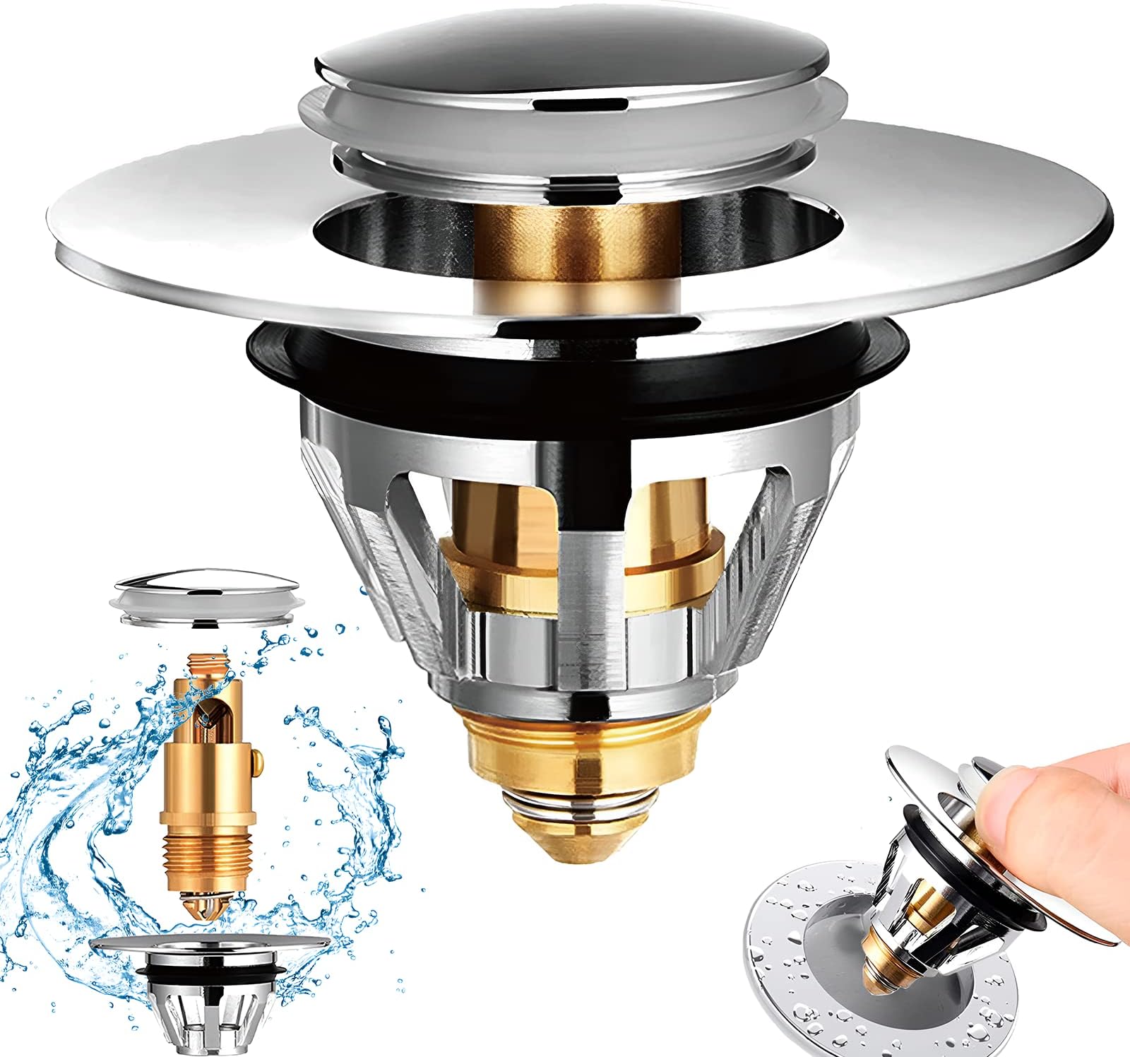 New Star Foodservice Universal Sink Plug,40mm Pop Up Sink Plug