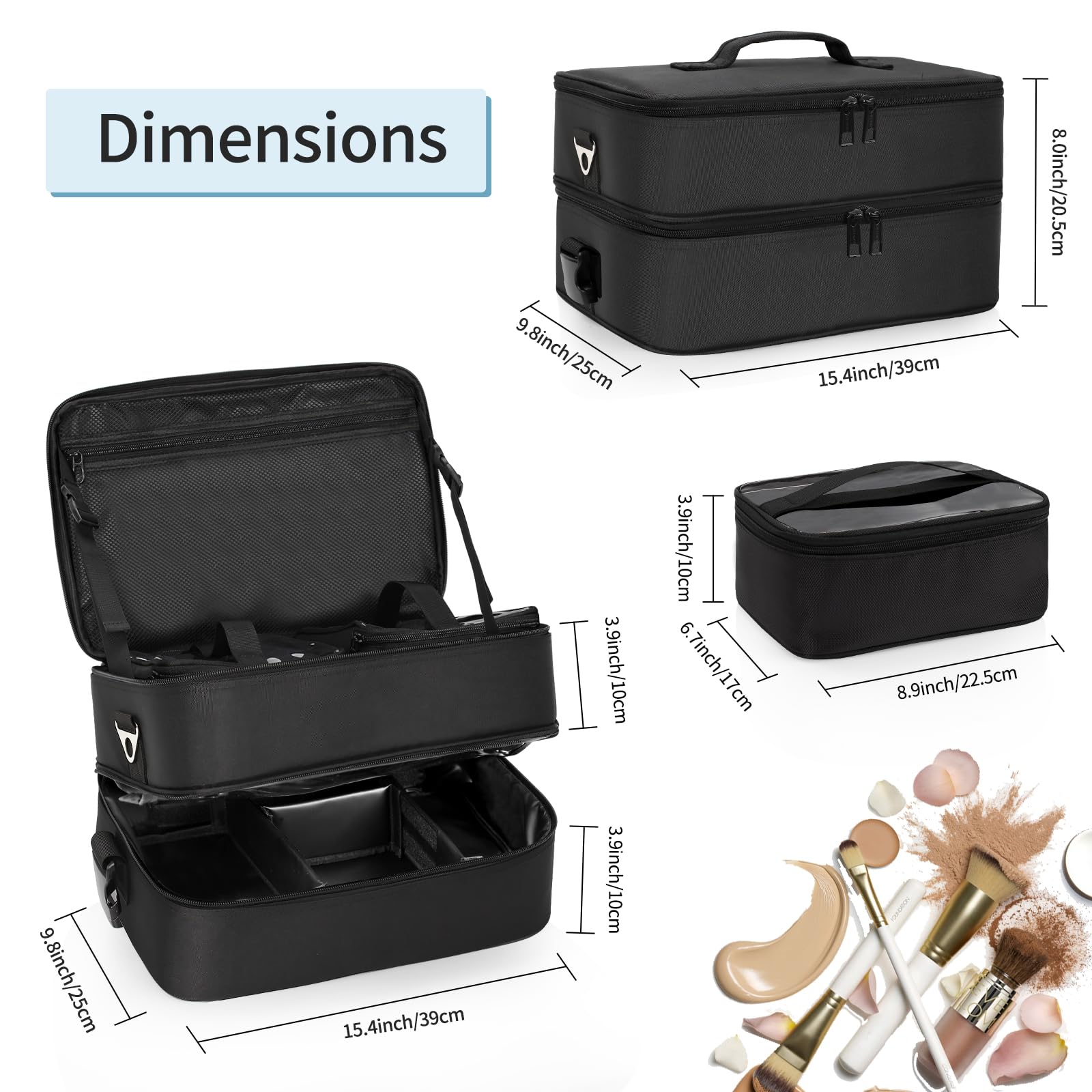 Professional Makeup Train Case with Detachable Compartments