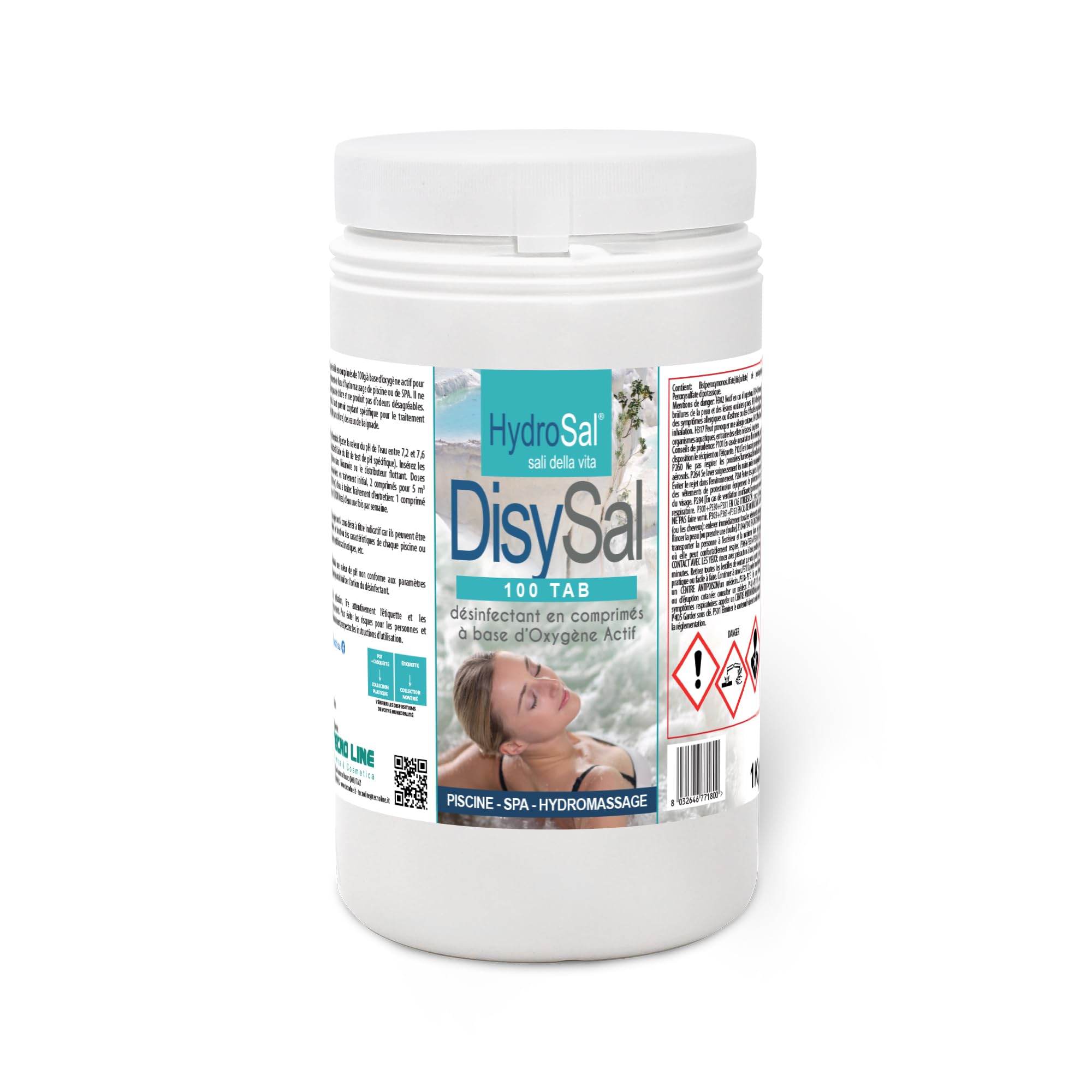 Oxygène Actif en pastilles de 100 g - DisySal 100 Tab 1 kg. Idéal pour Piscine ou Jacuzzi (Teuco, Jacuzzi, Dimhora, Intex, Bestway, etc). Expédition immédiate