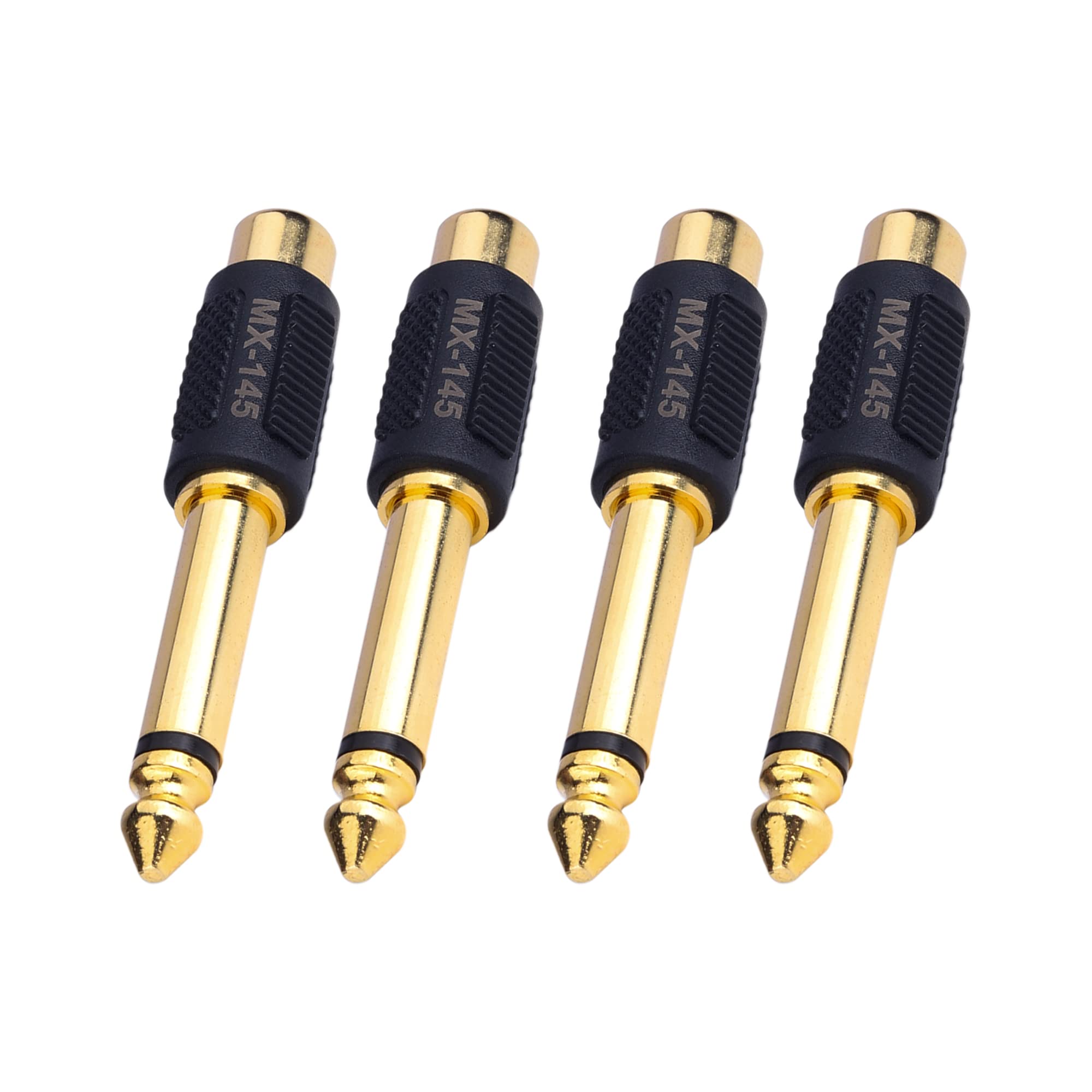MX P-38 Gold Plated Phono TS 6.35mm (1/4) Mono Male Connector to RCA Female Connector used for Speaker, Amplifier, Home Theater etc. (MX-145 : Size: 5.9 x 1.2 x 1.2 cm : Pack of 4) (B0BYSTQ54R) Amazon Price History, Amazon Price Tracker