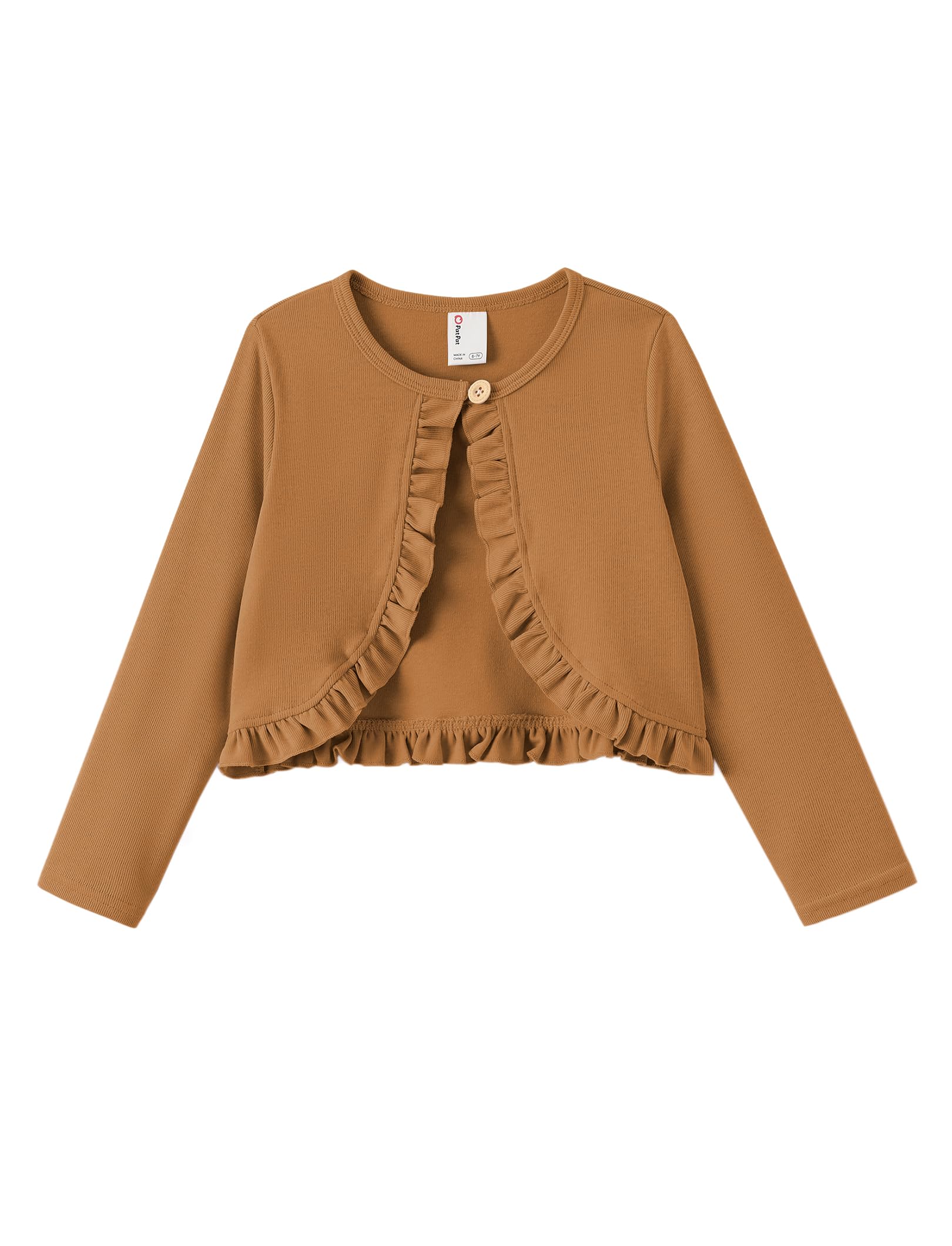 PATPAT Girls Cardigan Bolero Ruffle Open Front Button Cover Up Tops 4-12Y