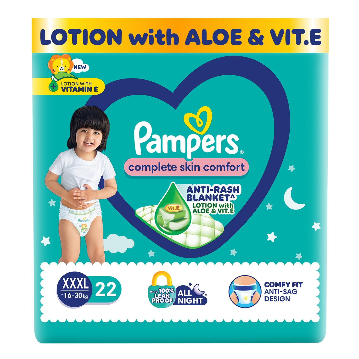 Pampers All Round Protection Pants Style Baby Diapers, Triple Extra Large size (XXXL) 22 Count, 16-30 kg, Anti-rash blanket, 360 degree Lotion with Aloe Vera-image-12