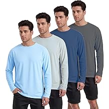 4 Pack Men's UPF 50+ Rash Guard Swim Fishing Sun Shirts, Long Sleeve SPF UV Sun Protection Shirts for Men