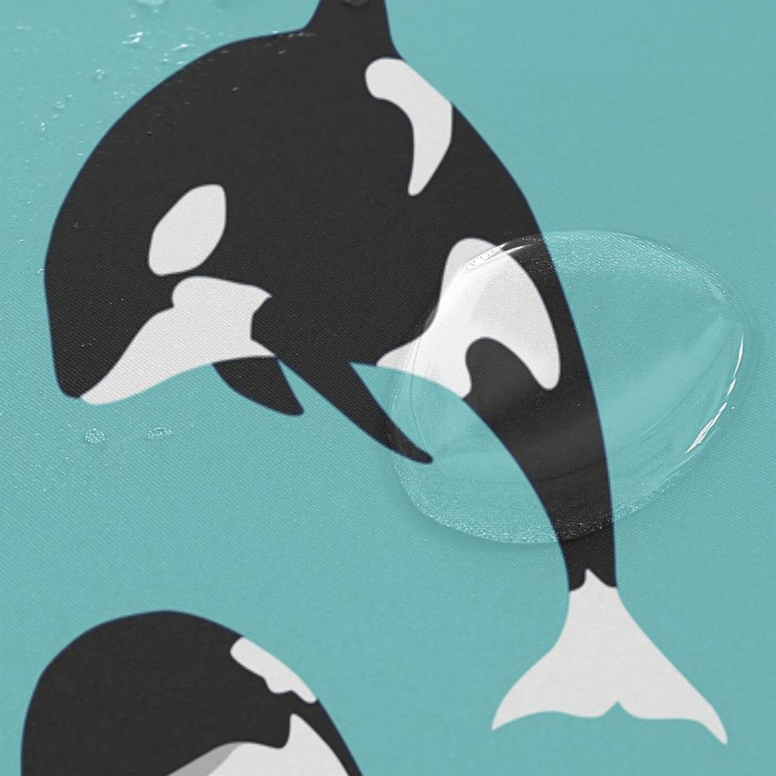Killerwal Badevorhang – Unterwasser-Motiv Mit Orcas & Quallen, Wasserdicht, 183x183 Cm, Aus Polyester, Inkl. 12 Haken