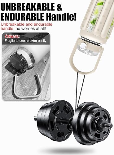 Miniatura 3 de Botella de agua de vidrio grande con pajilla, botella de agua de 64 onzas con asa, funda de silicona gruesa, marcador de tiempo, popote plegable,