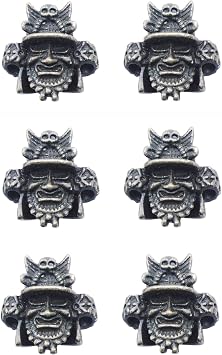 6 pcs Paracord Knife Skull Bead, 550 Handmade Paracord EDC Charm Beard Beads Bronze
