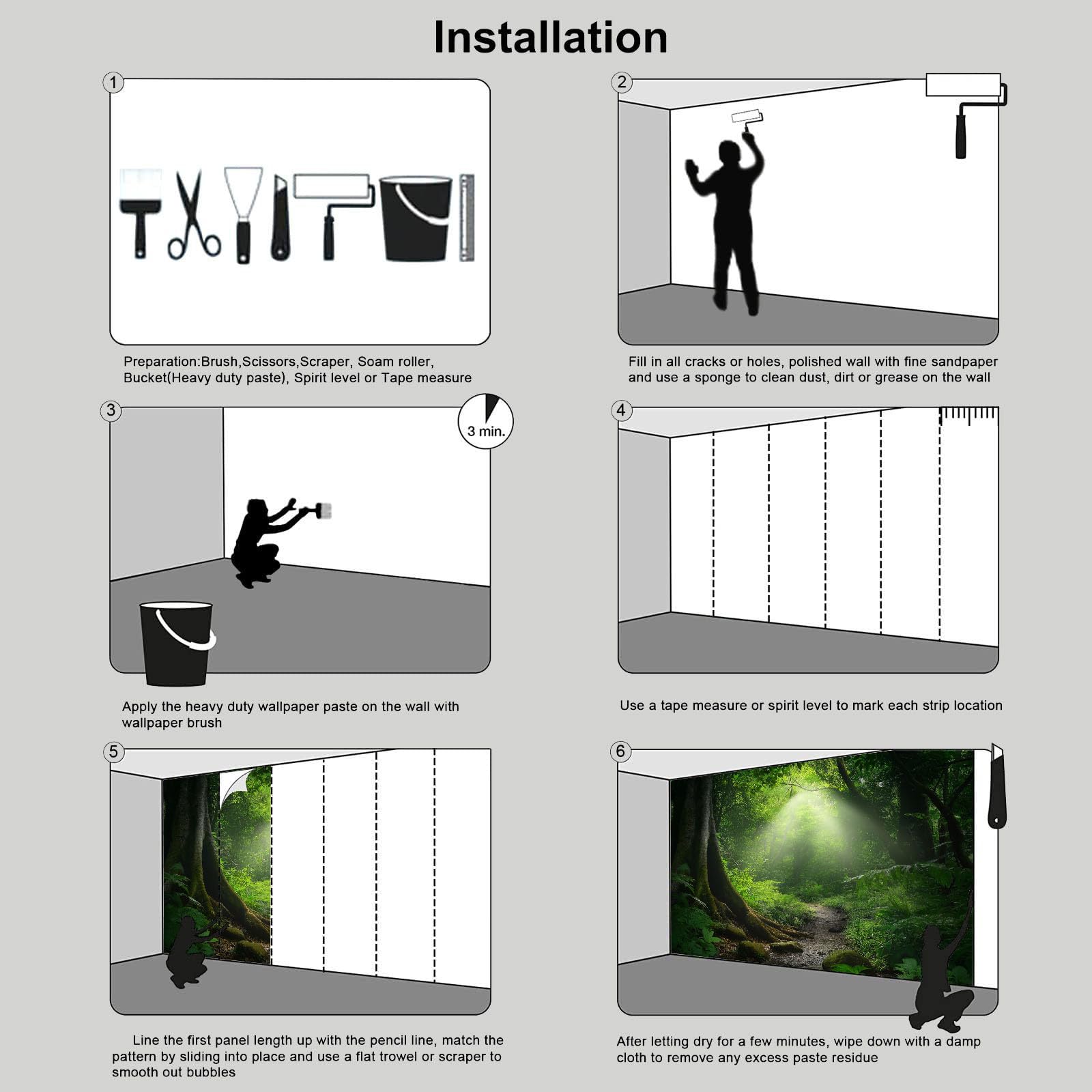 Carta Da Parati Fotografica Foresta di soleBellezza naturale In Stile Poster Giganti Da Parete, Fotomurale Carta Parati 350 x 256 cm Murale, Decorazione Da Muro Per Soggiorno