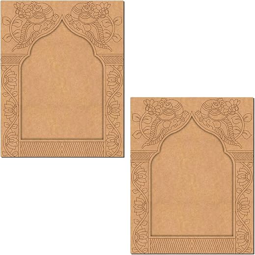 WRAPPING STUDIO MDF Board for Lippan Art - Pre-Marked Jharokha Design Cutouts for Craft, Painting, DIY Projects - Eco-Frie...