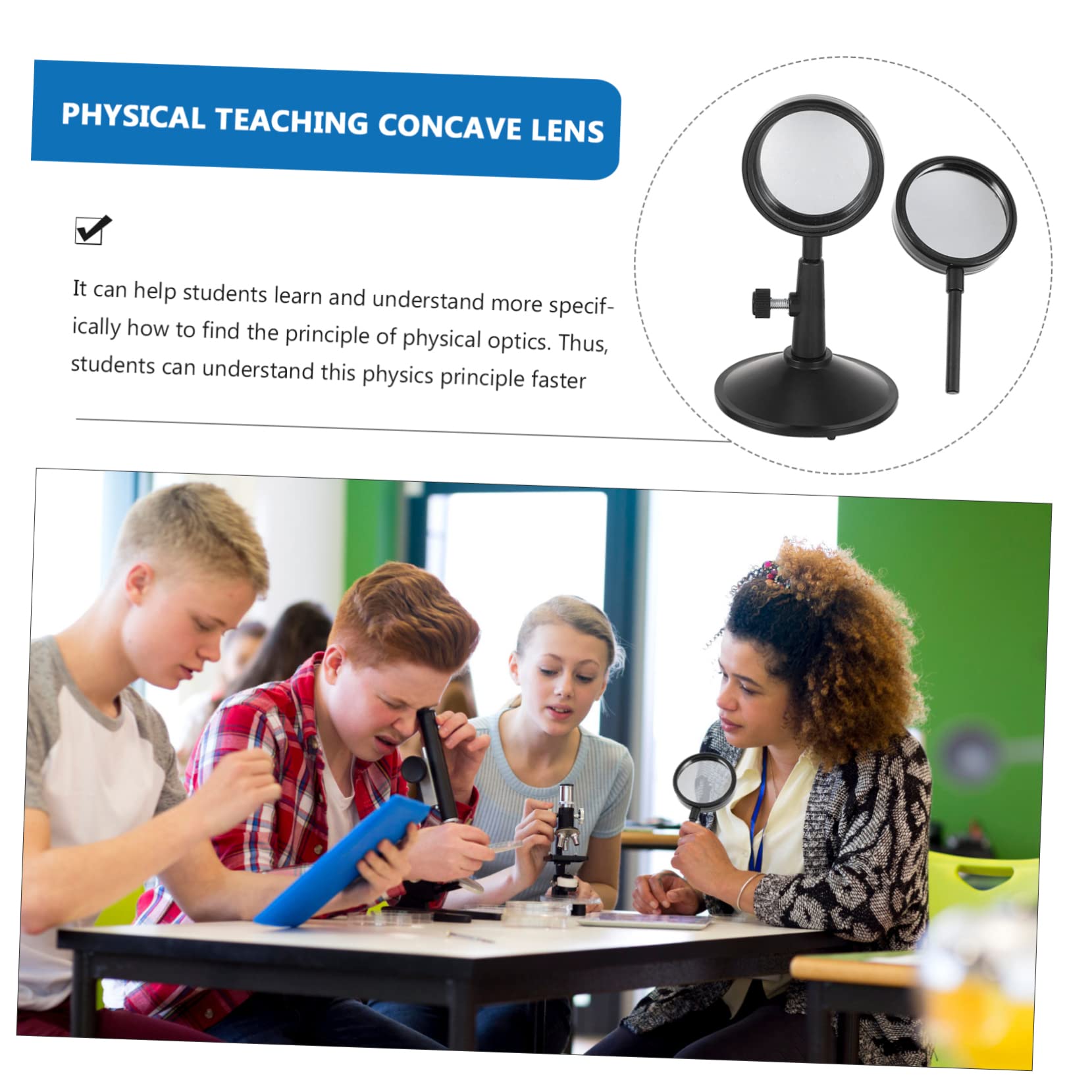 HAWILLOSCH Educational Physics Kit Convex Mirror Bracket Concave Lens Optical Experiment for Boys and Girls