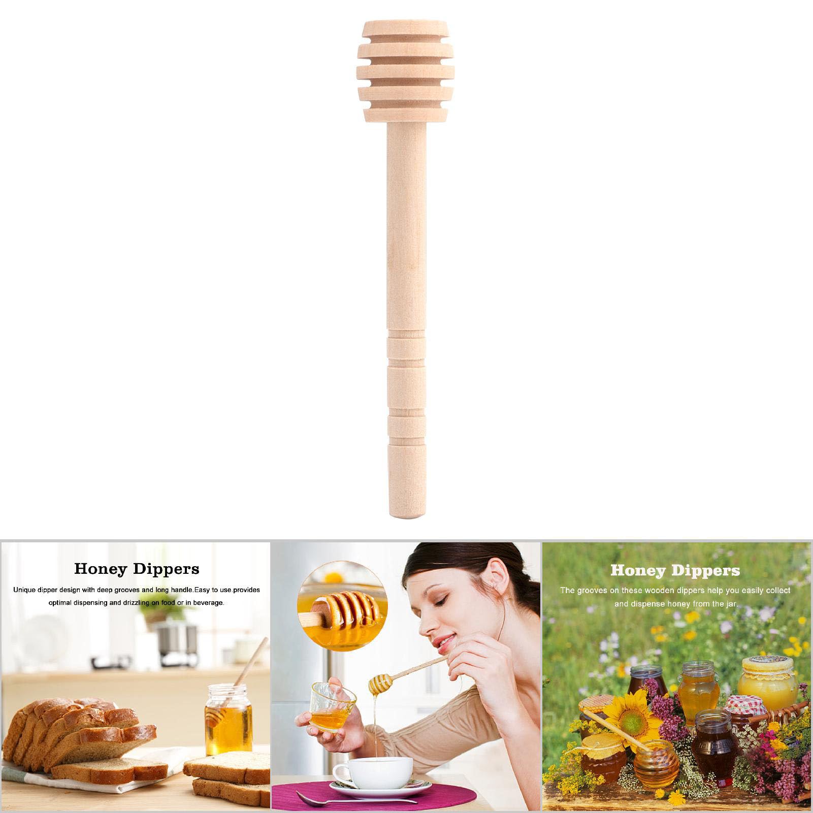 50 Pezzi Spargimiele Legno Piccoli, Cucchiaini Bastoncini Mieles Legno Piccoli Mini Bastoncino Spargimiele in Legno con Scanalature Profonde per la Casa e la Preparazione di Marmellate (15cm)