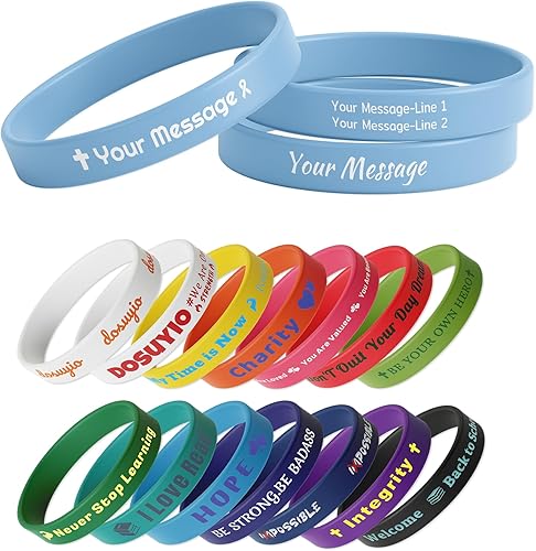 Custom Rubber Bracelets 0.5 Wide Personalized Silicone Wristbands for Parties, Awareness, Events & Celebrations