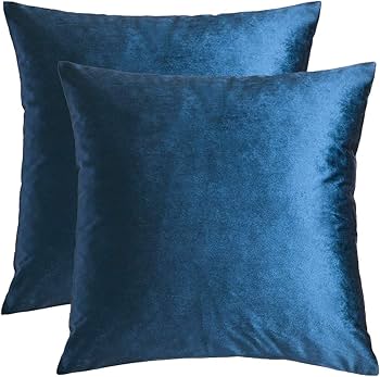 ベルベット装飾枕カバー2枚 ネイビーブルー18x18インチ/45x 45 cm ベルベット装飾枕カバー2枚 ネイビーブルー18x18インチ/45x 45
