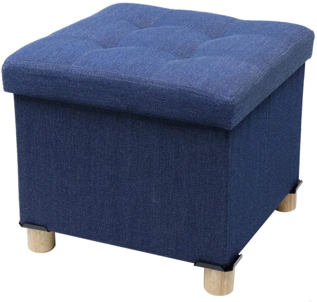 Poggiapiedi Pouf Poggiapiedi Sgabello Pieghevole Contenitore con Coperchio e Contenitore da Giardino con Gambe in Legno Grande Sedia Bassa Quadrata con Coperchio Mobile Multifunzionale, Nero