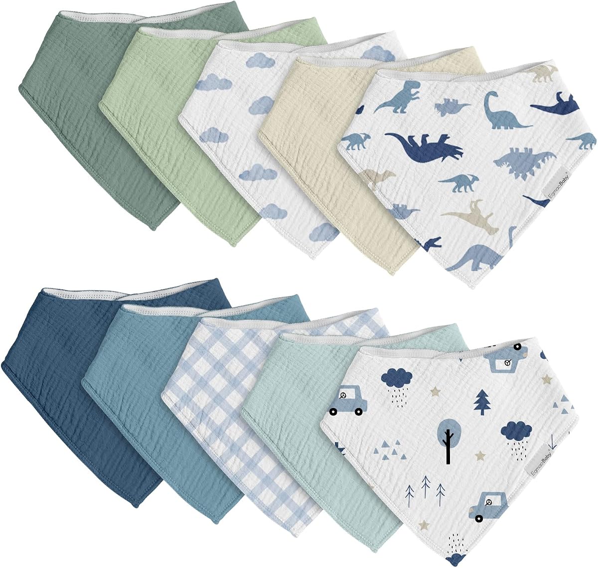 Baberos de muselina para babeo y dentición, paquete de 10 baberos para baba para niños y niñas, 100% algodón suave para bebés, recién nacidos
