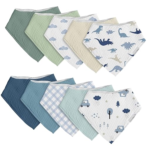 egmao baby Muslin Bibs for Drooling and Teething,10 Pack Drool