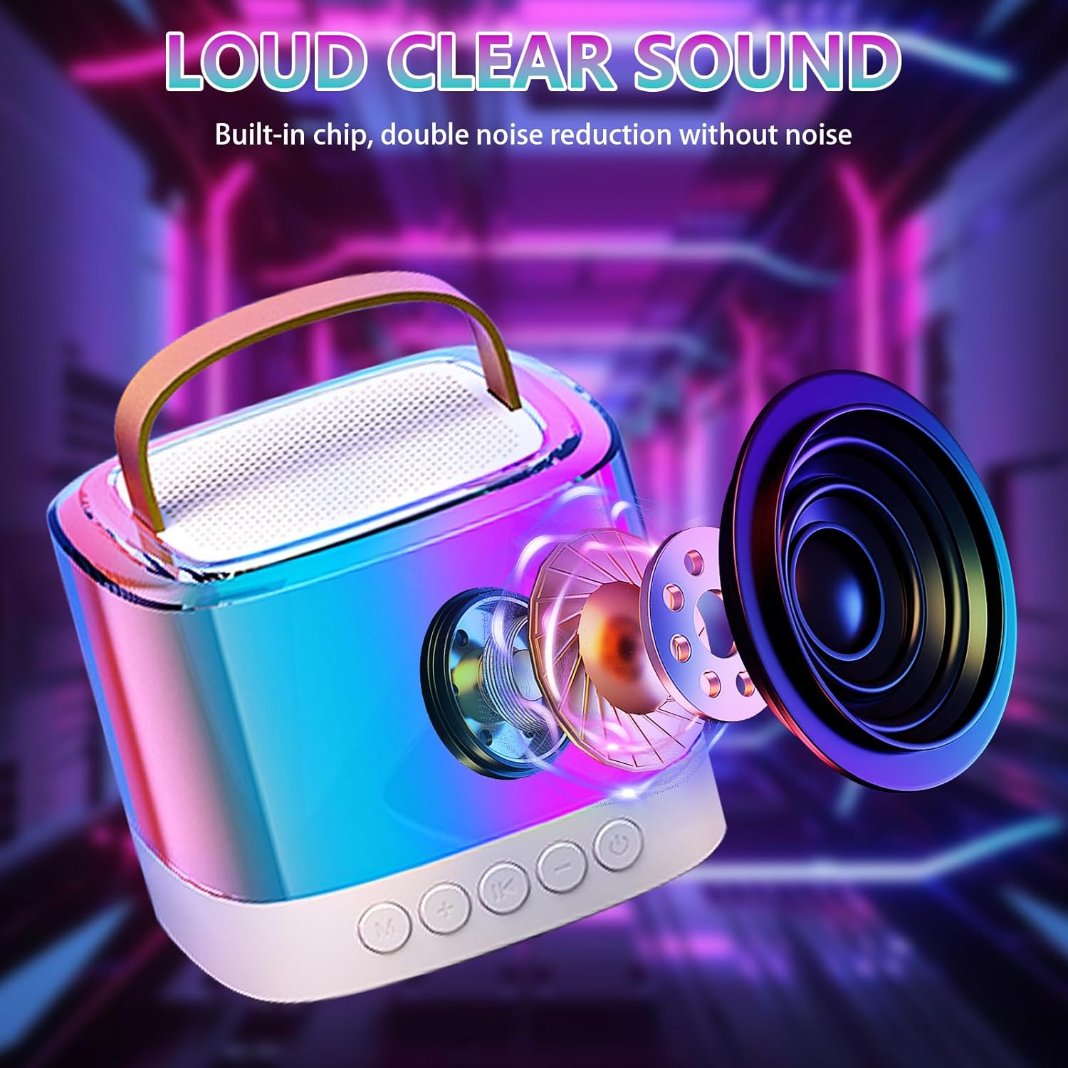 Karaoke Machine for Adults and Kids,Portable Karaoke Machine with 2 Wireless Bluetooth Microphones, Parties with Carrying Handle/Echo/Vocal Cut,Support TF/USB/AUX - Image 5