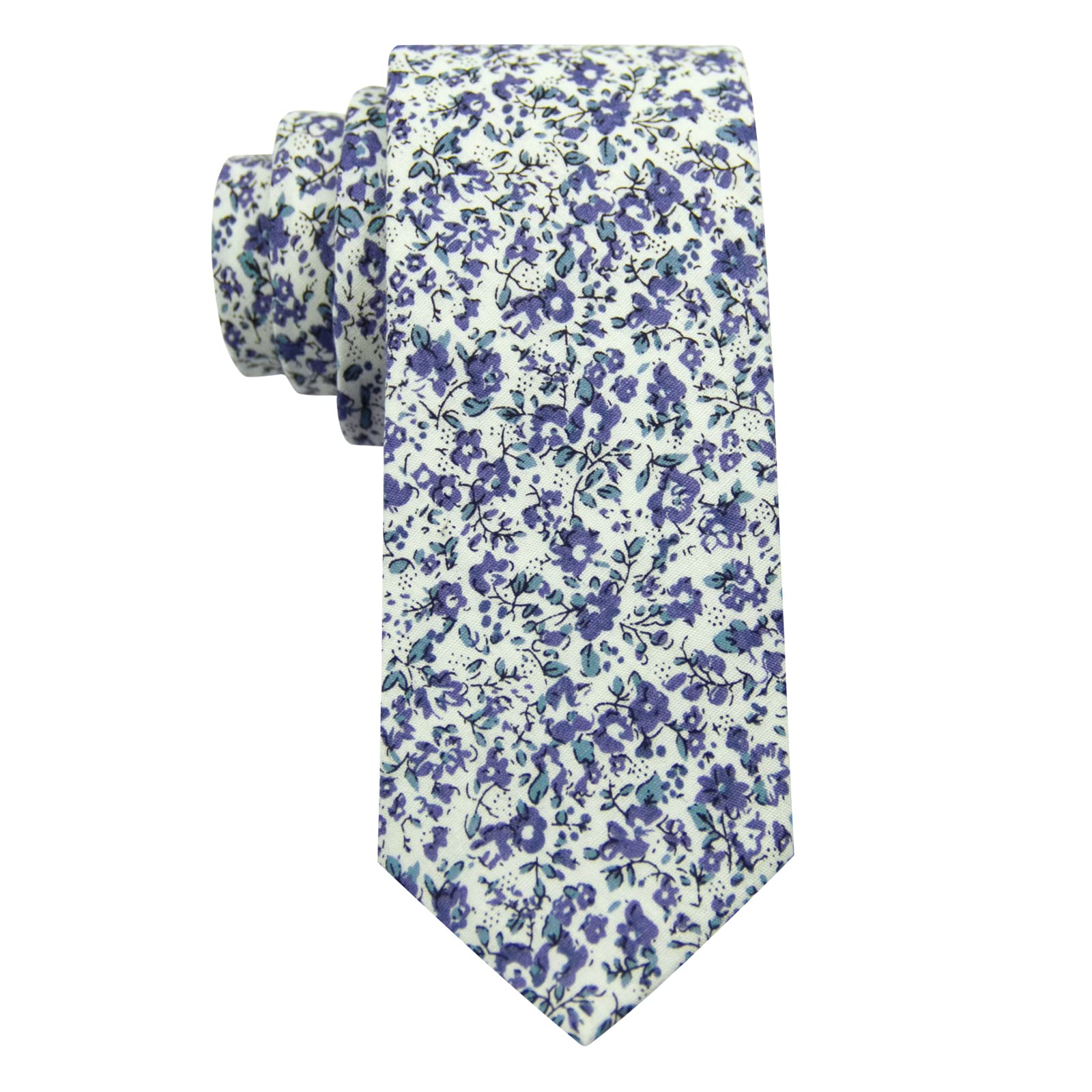 Mantieqingway Floral Ties for Men Skinny Cotton Tie Flower Necktie