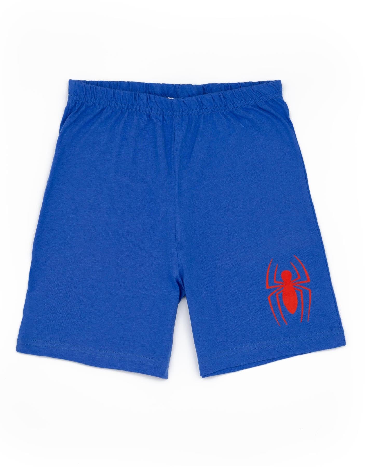 Marvel Spiderman Conjunto de Pijama para Niño Azul y Rojo | Kids Spiderman Spider Suit Camiseta y Shorts Cortos PJs | Diseño de Aventuras de Lanzamiento de telarañas | Mercancía Oficial