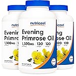Nutricost Evening Primrose Oil 1,300mg, 120 Softgels (3 Bottles) - Non-GMO, Gluten Free, 120 Servings