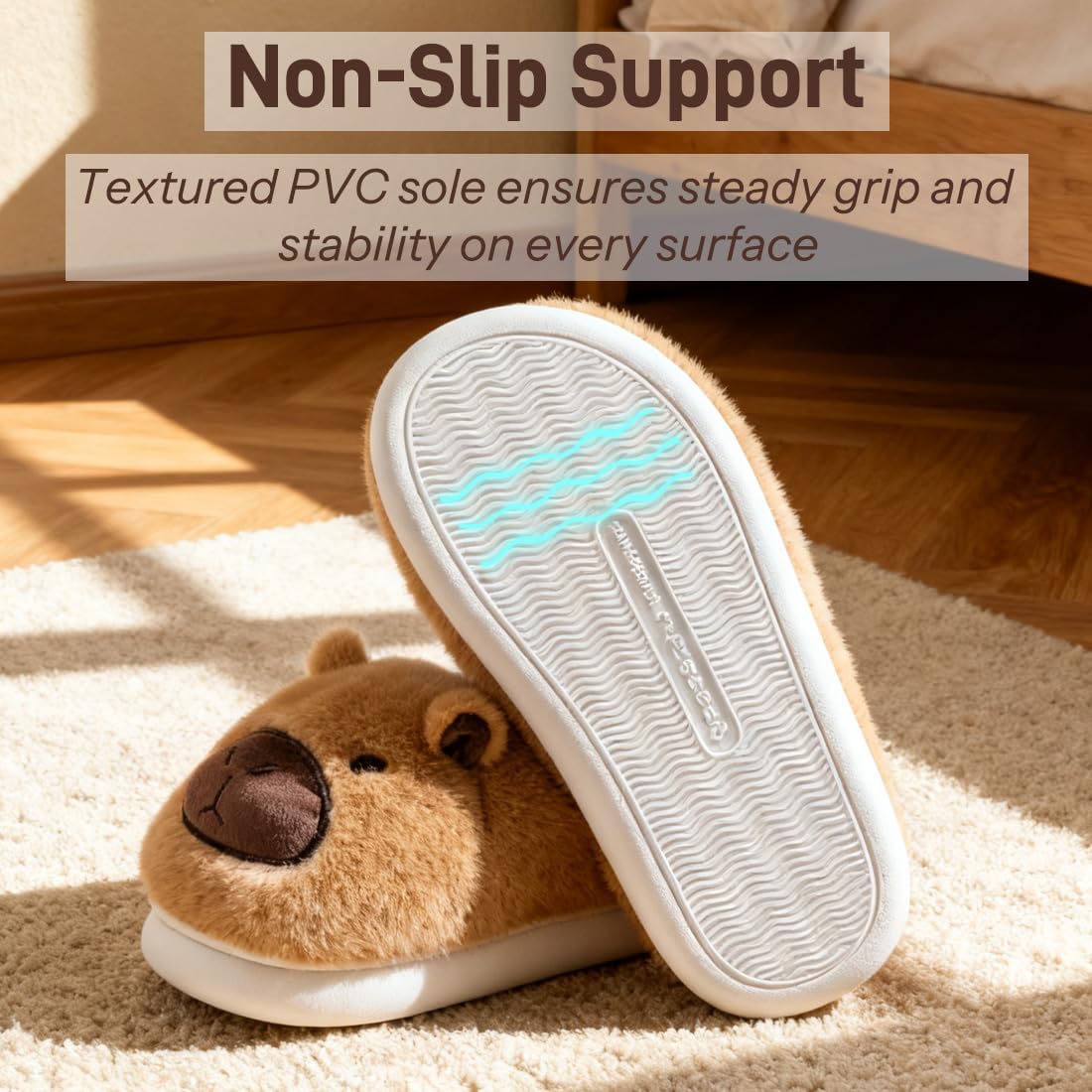 Drecage Slippers for Women and Men Capybara Winter Fuzzy Cozy House Shoes Cute Warm Soft Indoor Bedroom Memory Foam - Image 5