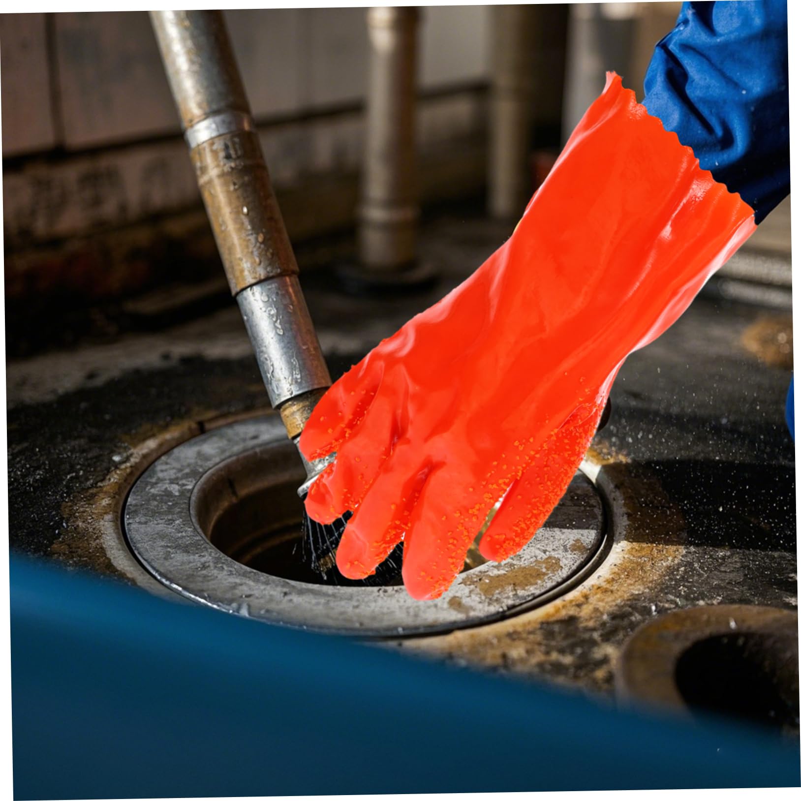 Gadpiparty 6 Pares de Guantes de Goma Resistentes Abrasión Agua para Limpieza de Desagües Domésticos y Comerciales, Seguridad Mejorada para Fontaneros